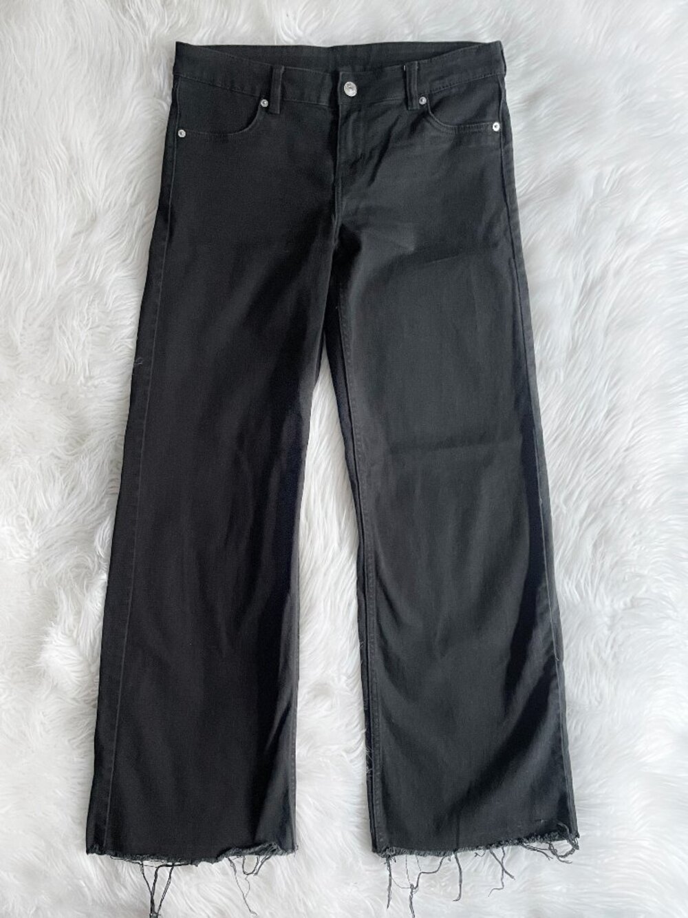 black wide leg baggy low rise jeans size M